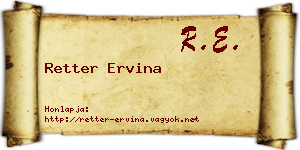 Retter Ervina névjegykártya